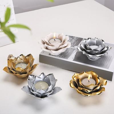 Practical 3D Rose Flower Candlestick Handicraft Simple Lotus Candle Holder Exquisite Emulation Flower Ornaments Wedding Party