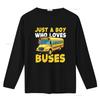 Kids School Bus Costume Just a Boy who loves Buses T Shirt vintage Washed Casual Comfortable Soft fashion Slightly