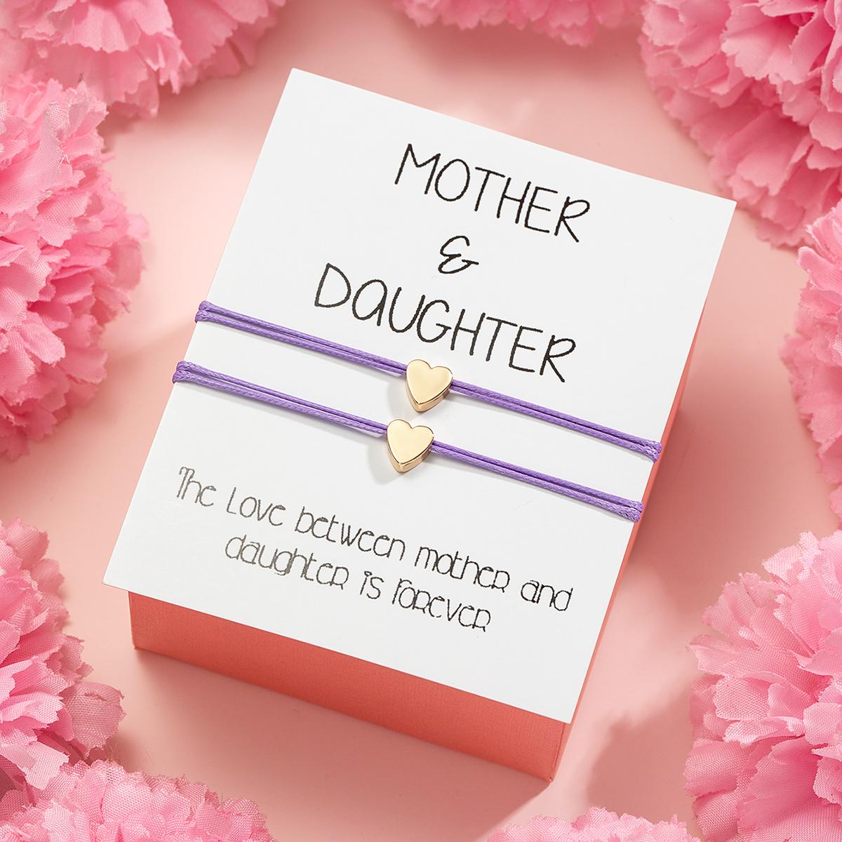 

2 открытки ко Дню матери, веревка, цветная восковая нить, плетеное персиковое сердце, регулируемый женский браслет