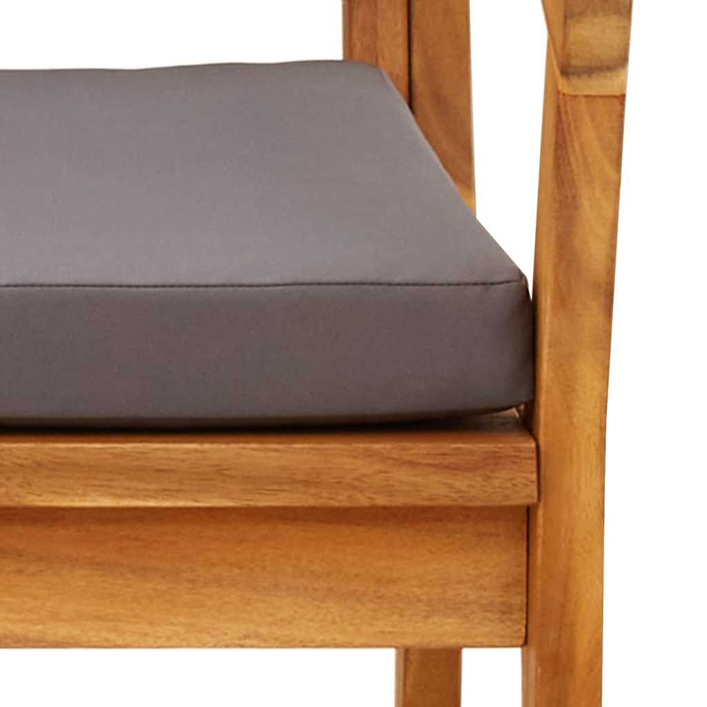 Garden Chair with Cushion 2 Pcs Oil Natural Solid Acacia Wood