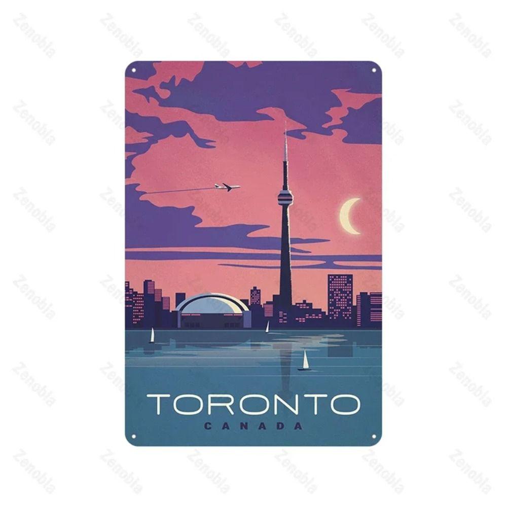 Retro Metal Sign Toronto Skyline Art, Wall Decor Vintage Tin Poster 20x30 cm