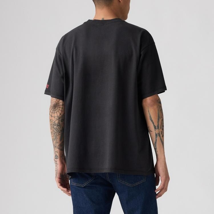 Levis Blur Collaboration Casual Comfortable Letter Round Neck Short Sleeve T-Shirt Unisex T-Shirts Black 000H0-0014