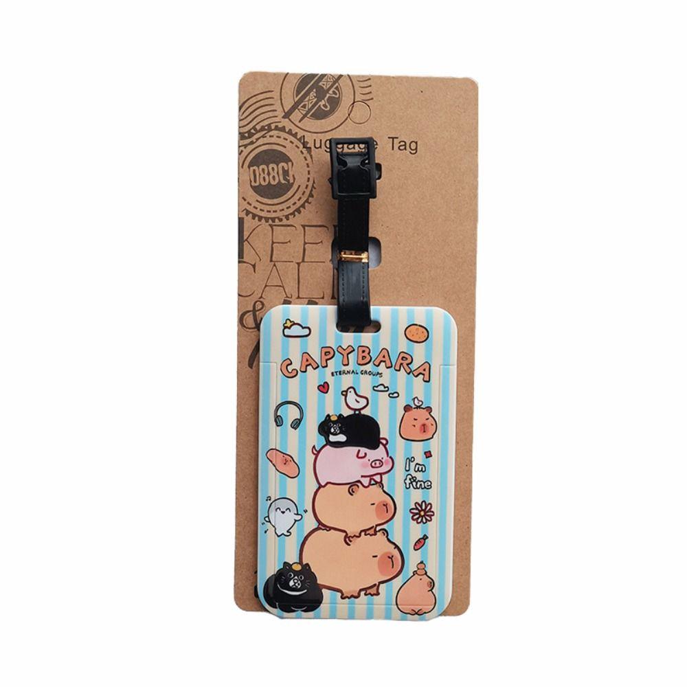 Cartoon Capybara Travel Luggage Tag Name Address Tel Soft Silicone Baggage Labels Mark Hanging Sign Board Baggage Tags