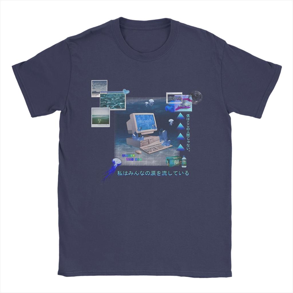 Maglietta Unisex Donna Frutiger Aero World Vaporwave Cotone Stampata Maglietta Top Abbigliamento