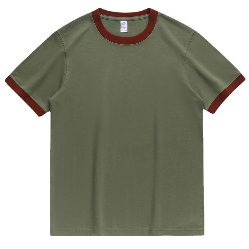 Premium Summer Fashion Patchwork Men's T-shirt Chinese Trendy Couple Style Solid Simple Casual Basic Blank Tees Male
