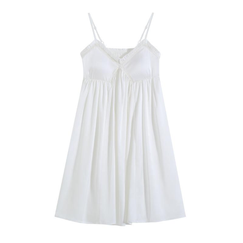 Suspender nightdress women's summer ice silk sweet and spicy pure desire printing French pajama skirt with chest pad can be worn outside loungewear