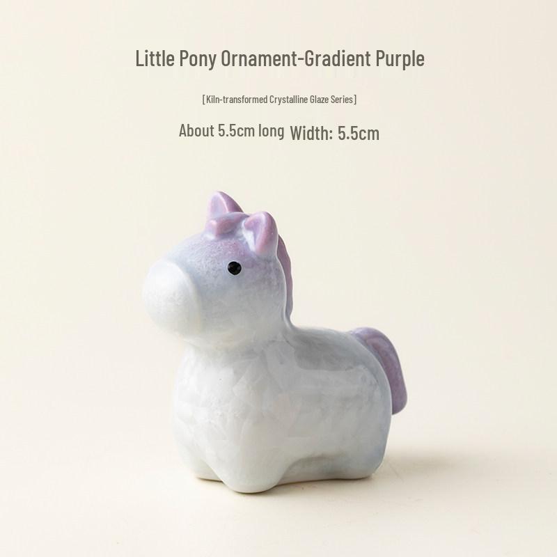 Crystalline Glazed Ceramic Horse Spinner Toy Ornament for Desktop and Car Decoration