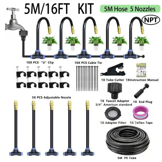 Automatic Irrigation System Garden Irrigation Hose with 360-Degree Bendable Adjustable Nozzles Watering System Kit for Lawn Greenhouse Farm Courtyard
