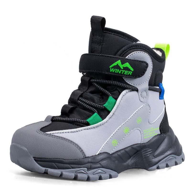 

Ботинки зимние теплые на пуговицах для мальчиков и девочек, высокие, с подкладкой из искусственного меха, водонепроницаемые, до щиколотки, нескользящая уличная обувь для ходьбы, походов, спортивные ботинки 38