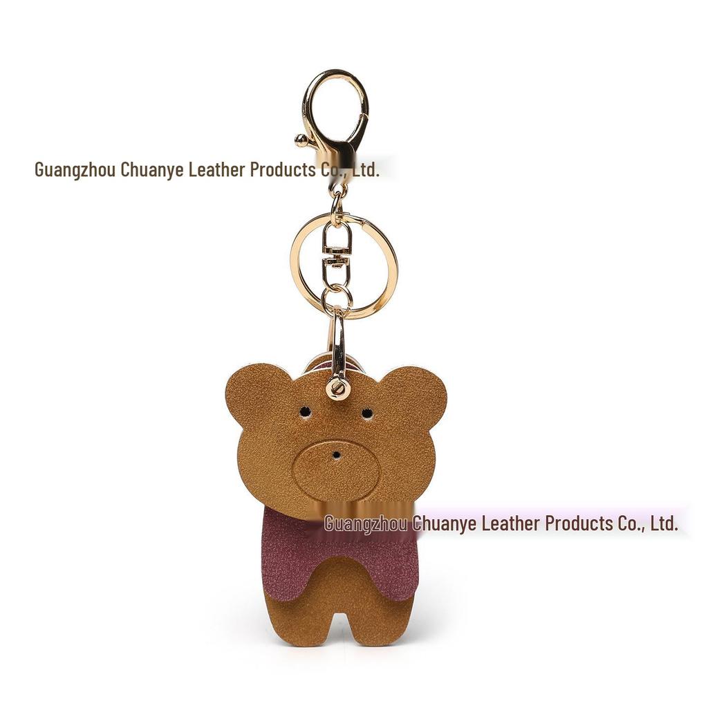 Adorável Chaveiro de Urso de Desenho Animado de Alto Valor Transfronteiriço - Lindo Pingente de Mochila de Couro PU de Alta Qualidade