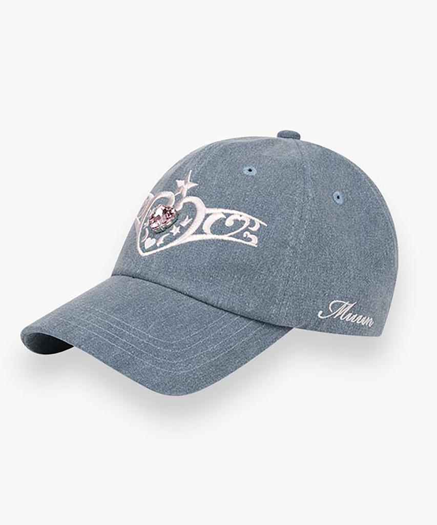 Muun Jewel Heart Tiara Ball Cap (Denim)