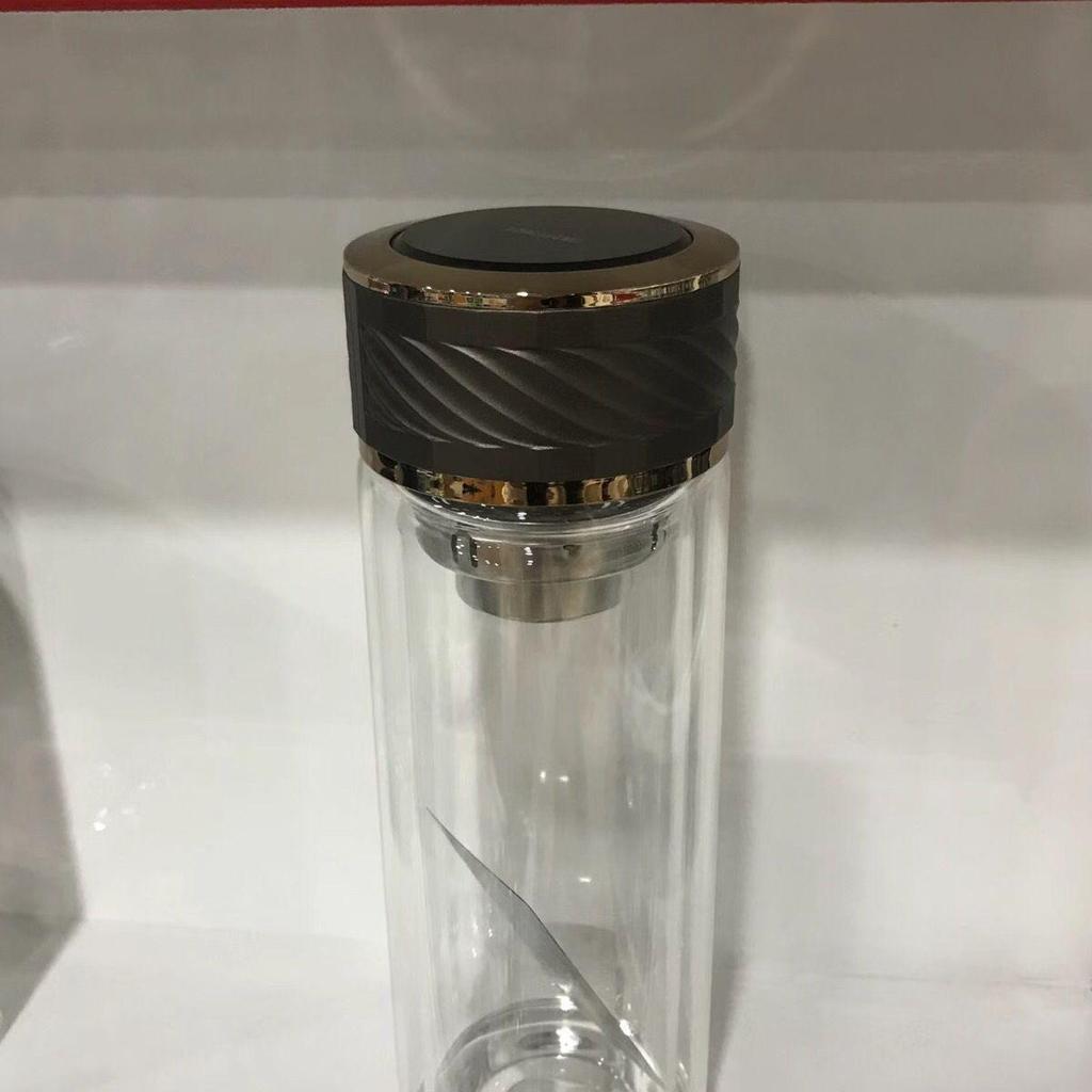 Burn-Resistant Double-Layer High Borosilicate Glass Tea Cup with Custom Logo and Tea Separator.