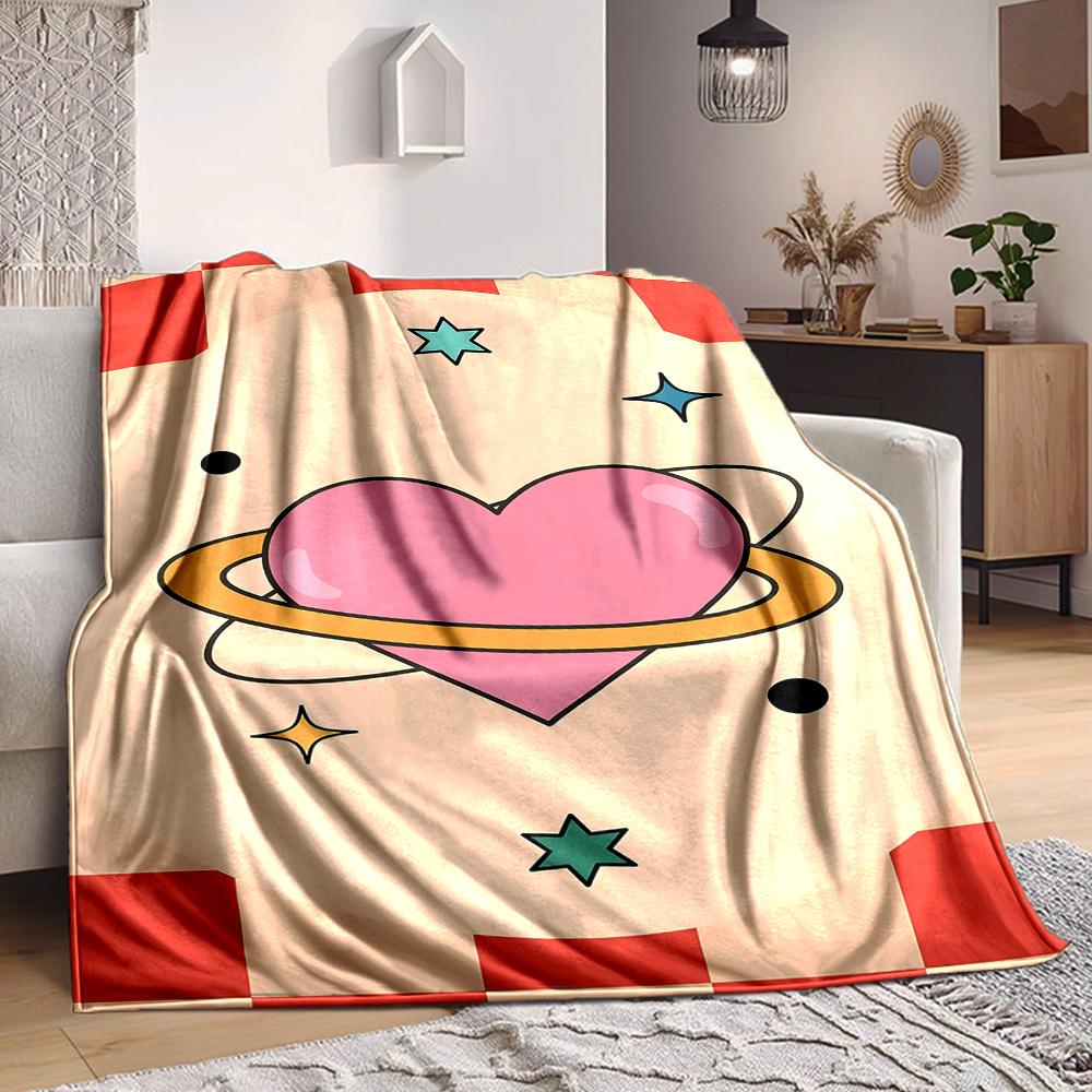 1pc Heart Planet Blanket Warm, Cozy, And Soft, Suitable for Sofas, Beds, Cars, And Office Use.Perfect for Camping And Travel, Making It a Great Gift f