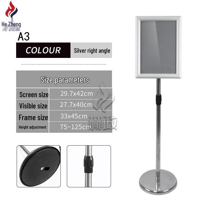 Hezheng A3 Silver Standing Sign Holder