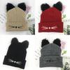 Premium Cat Ears Women Hat Knitted Acrylic Warm Winter Beanie Caps For Gift Giving