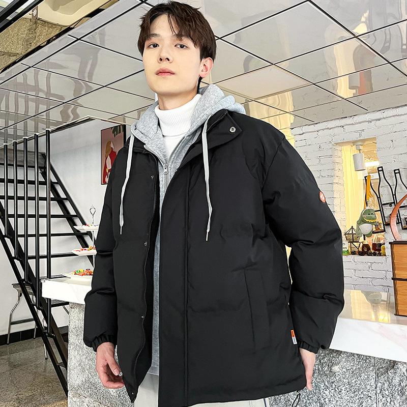  Men's Loose Casual Cotton Jacket Solid Color Short     Winter Warm Coat