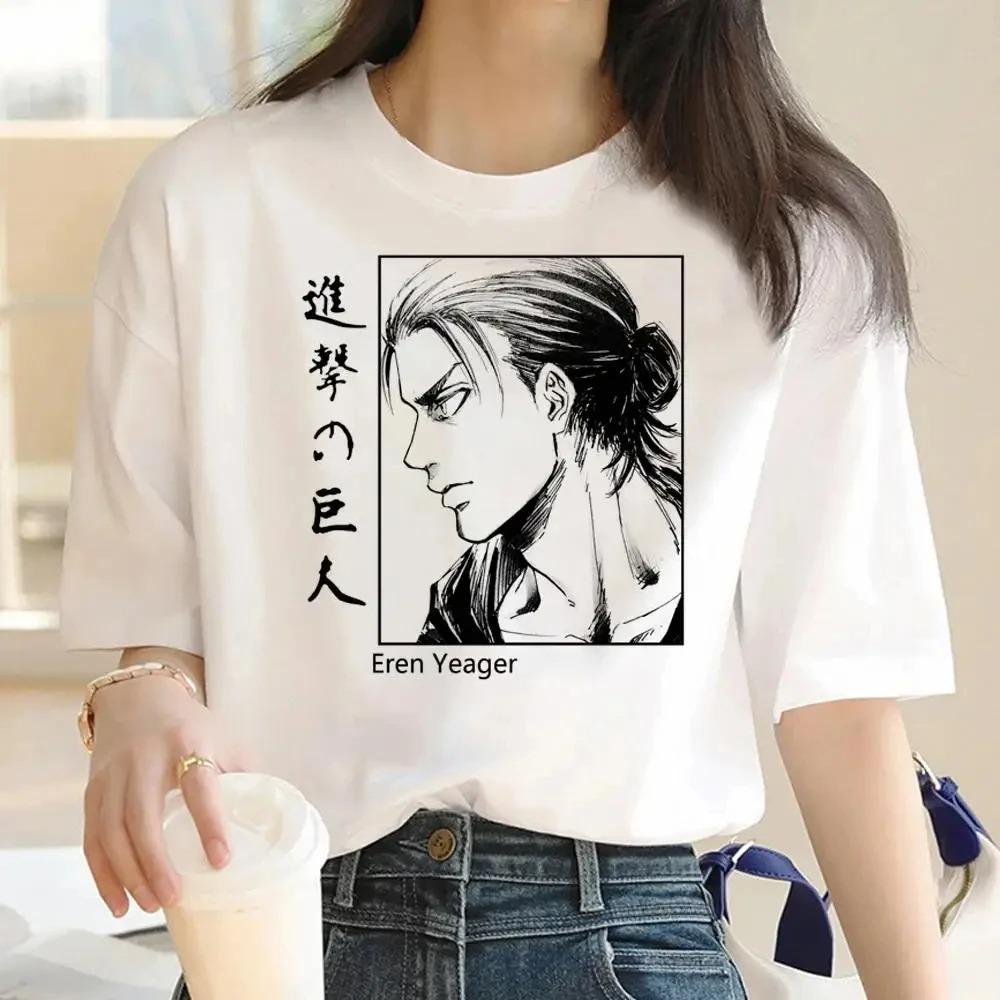2025 Anime Attack Titan Pattern Harajuku T-shirt Casual Fashion Short Sleeve T-shirt Women's Retro Top T Shirt Aesthetic Clothes