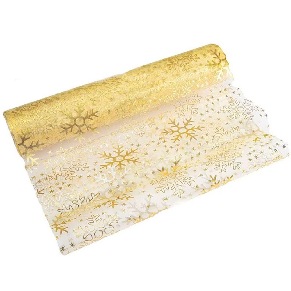 Organza Christmas Foil Table Runner Snowflake Pattern Dinning Table Decoration Tables Cover  Hotel