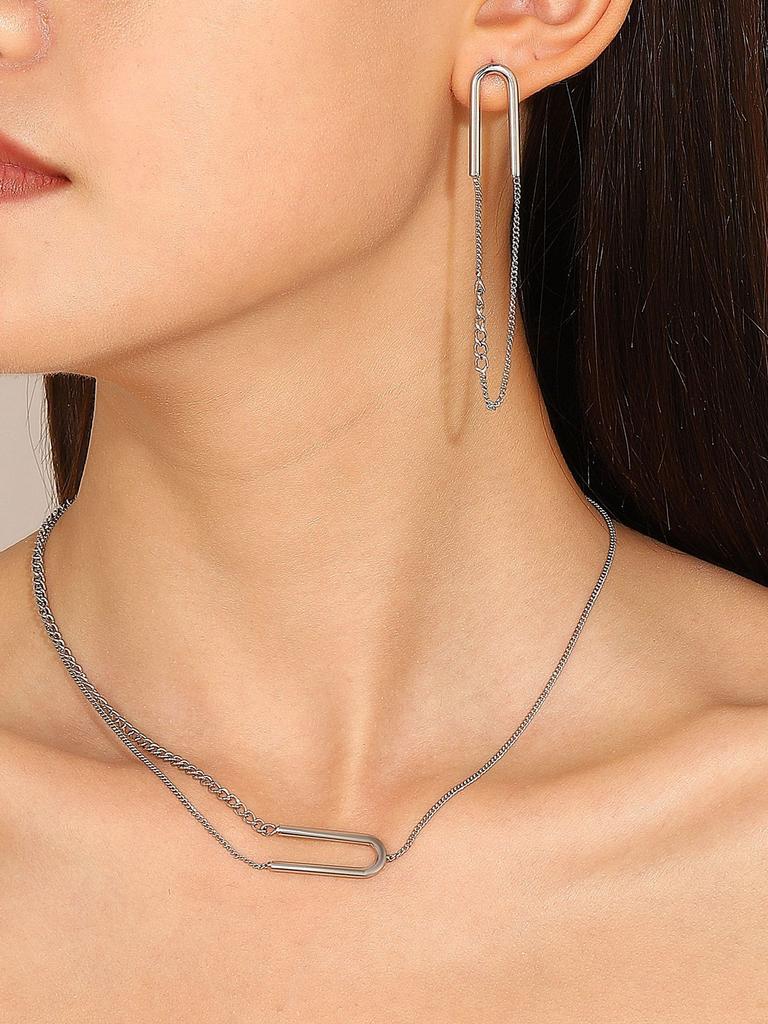 Korean version niche design micro-inlaid zircon geometric paperclip bracelet femininity simple high-end personalized jewelry