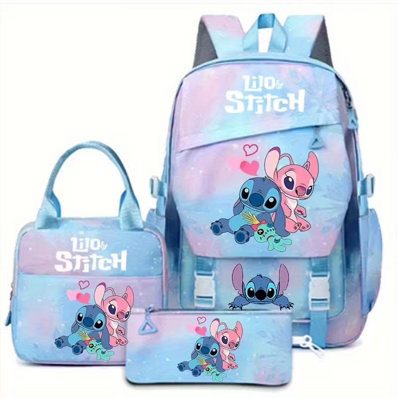 Large Capacity Schoolbag with Shoulder Strap; Student Three-piece Pencil Case Set