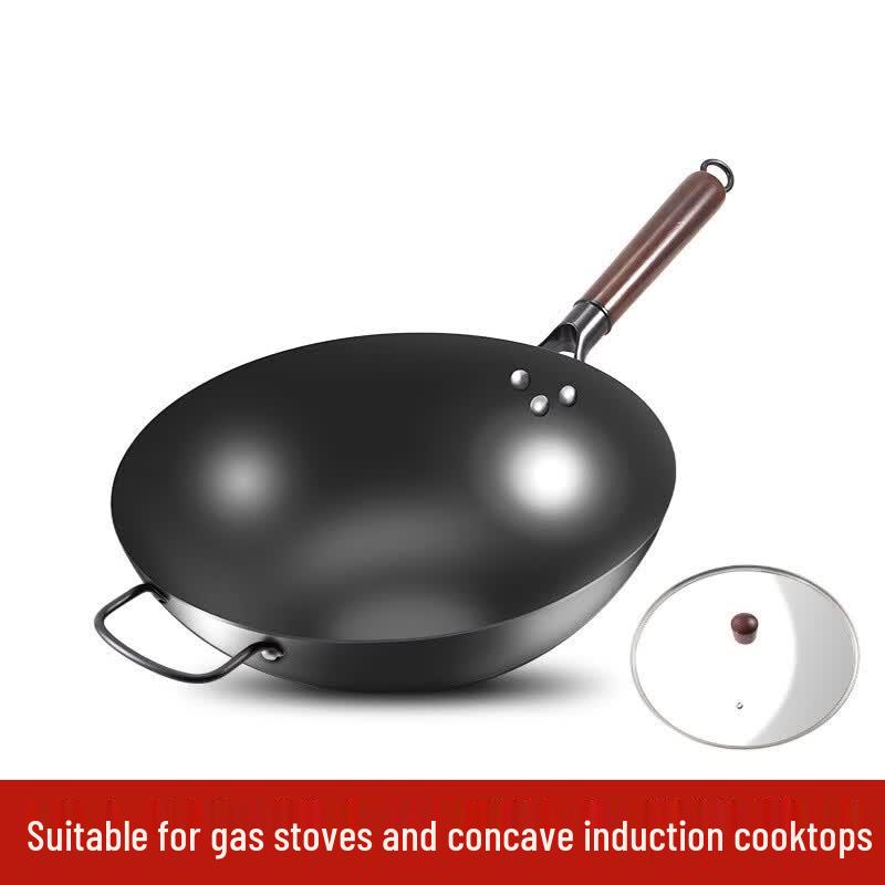 AIMOMA Nitrided Wrought Iron Round Bottom Wok