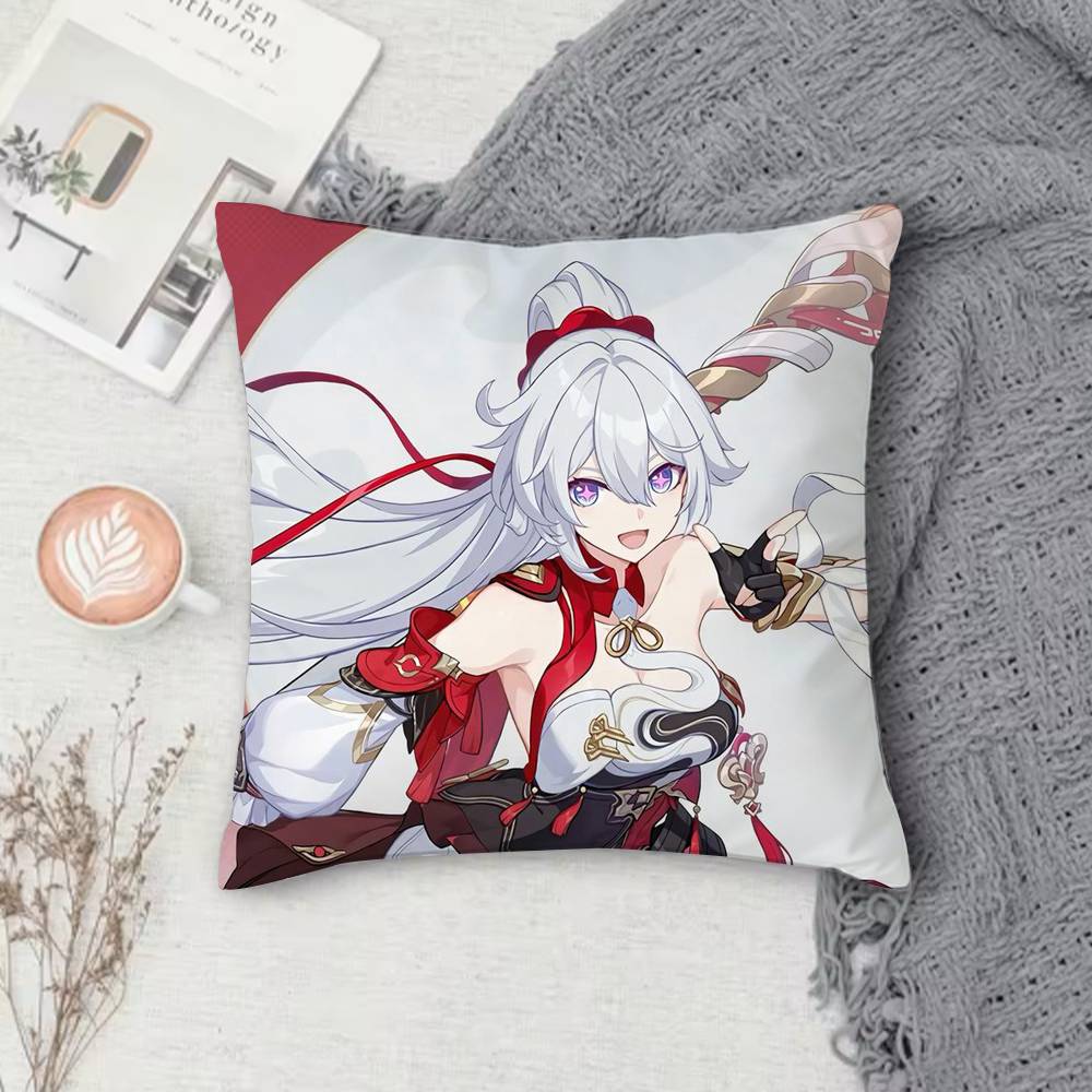Honkai Series Anime Game Doublesided Printed Square Pillow Cover Decorative Cushion Cover for Sofa Bedroom Bedside