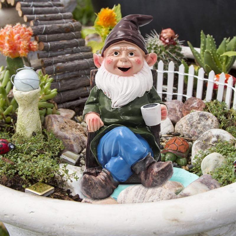 Christmas Dwarf Statue 3D Drinking Coffee Dwarf Resin Outdoor Sculpture Dwarf Garden Decoration Lawn Decoration Courtyard Balcony Ornament