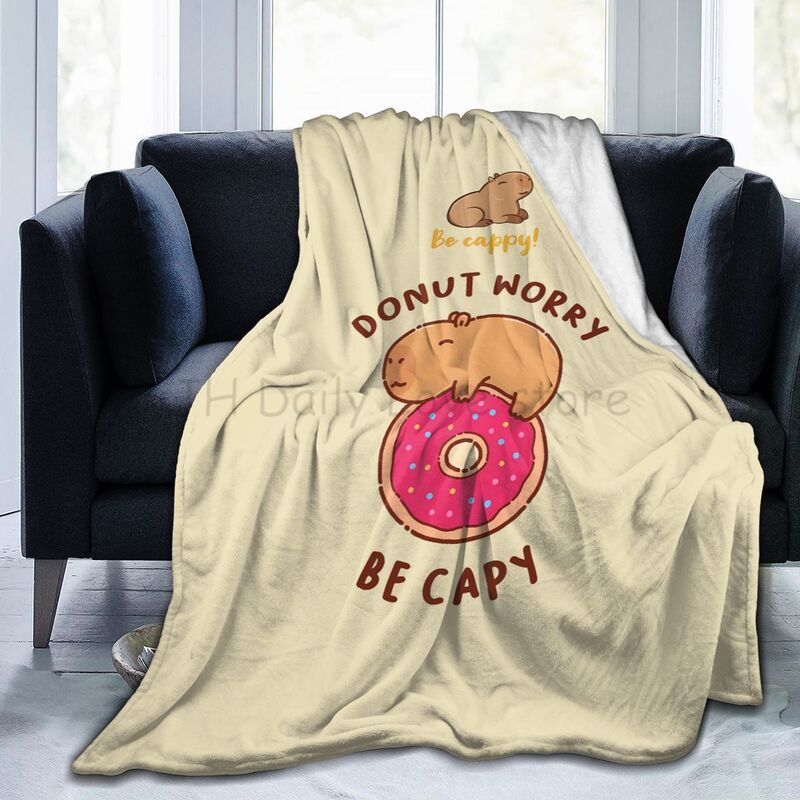 Cute Capybara Be Cappy Throw Blanket Ultra Soft Cozy Fleece Blankets Flannel Portable Lightweight Blanket for Bed Sofa Couch