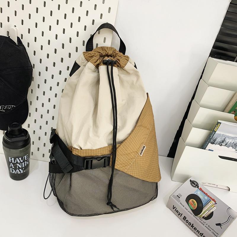 

Осень и зима новый мужской повседневный рюкзак студент колледжа сумка-мессенджер уличный стиль ультралегкий спортивный рюкзак с кулиской белый