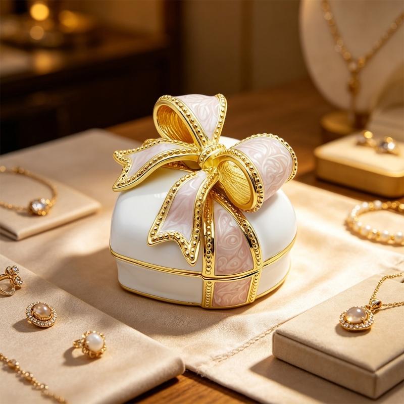 Cute Alloy Trinket Box With Delicate Enamel Craft Old Fashioned Decorative Box Perfect For Jewelry Storage