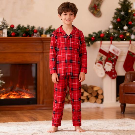 Conjunto de Pijama de Natal para Família Pijamas Combinando Estampa Festiva Camisa Calça Respirável 2