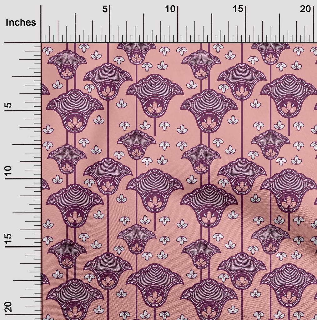 oneOone Baumwoll-Flex-Stoff Beige Asiatischer Blockdruck Stoff für Kleider Stoff Druckstoff nach Meter 40 Zoll