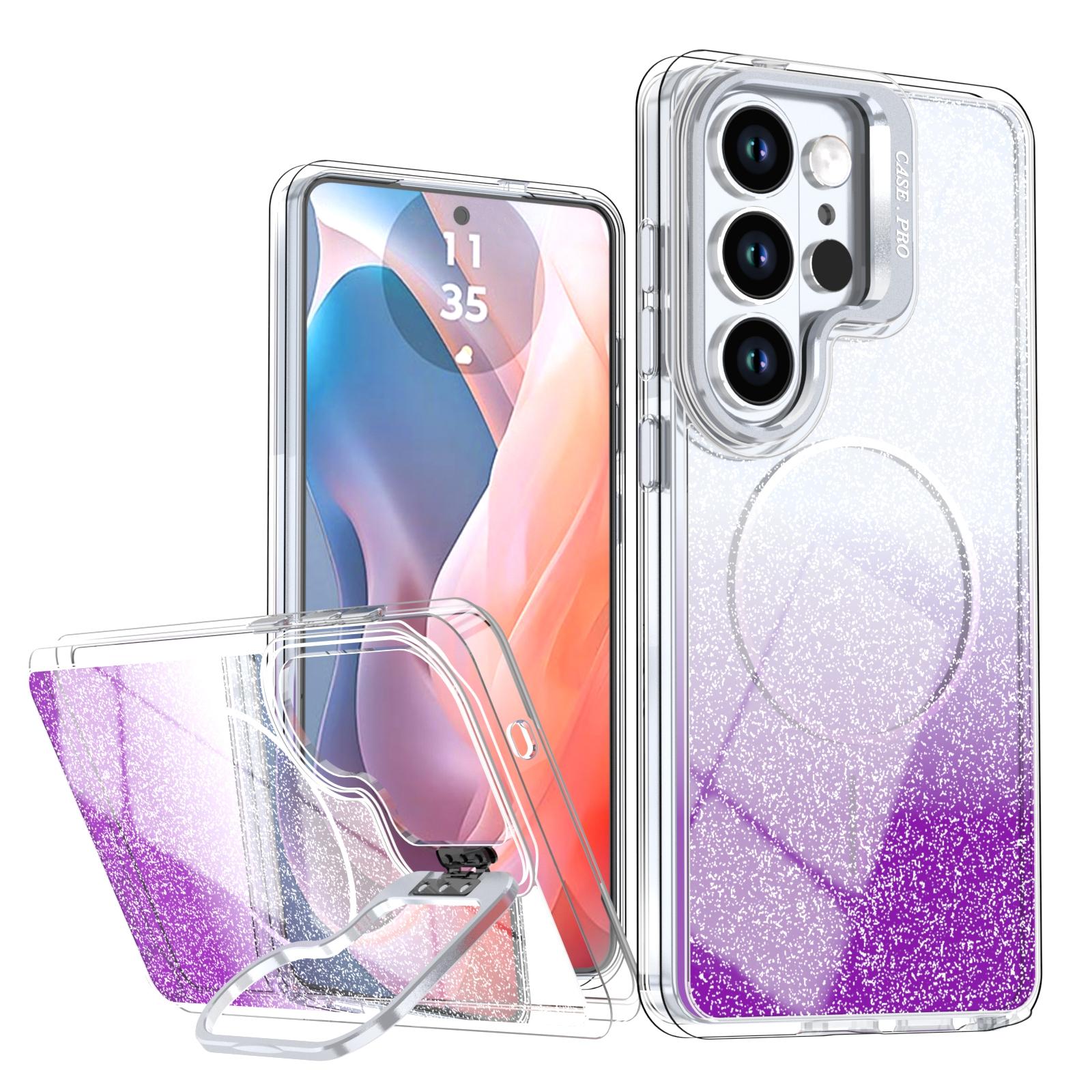 

For Samsung Galaxy S25 Ultra Magnetic Case Gradient Glitter Shockproof TPU PC Phone Cover