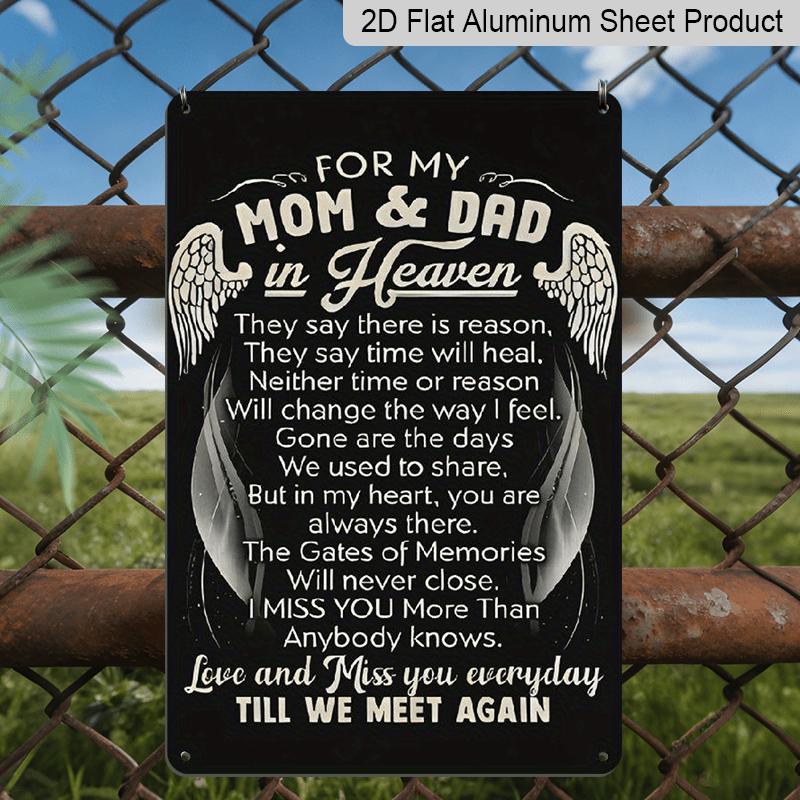 2D Flat Memorial for Mom & Dad for Remembering Loved Ones - Suitable for Memorial Day Aluminium Sign Wall Art for Home, Yard, Backyard, Patio & Porch