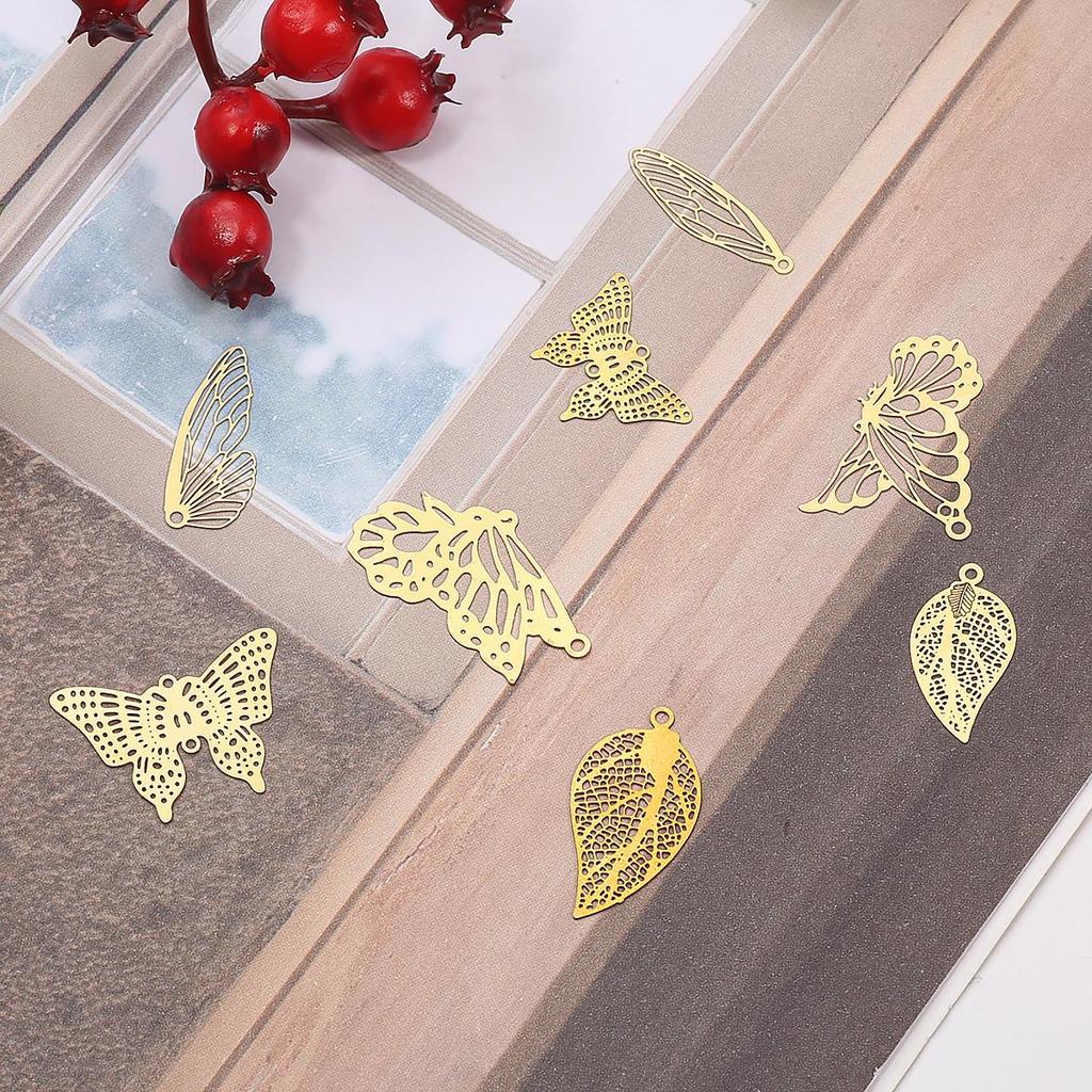 10pcs Copper Butterfly Wing Leaf Charm DIY Accessories Findings Supplies For Jewelry Making