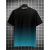 Plus Size Men's Ombre Gradient Lightning Bolt Graphic T-Shirt - Sporty Casual Short Sleeve Round Neck Tee Regular Fit, Everyday Comfort PLUS SIZE