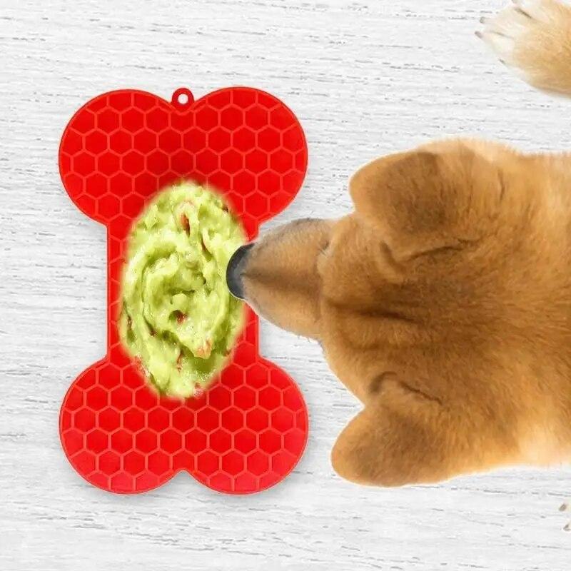 Bone-Shaped Silicone Dog Lick Pad - Relieve Boredom & Anxiety with Delicious Treats!