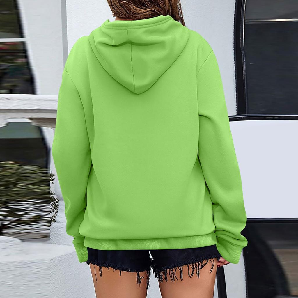 Damen Herbst und Winter einfarbiger Pullover mit Kapuze, Fleece, langärmelig, modisches Sweatshirt