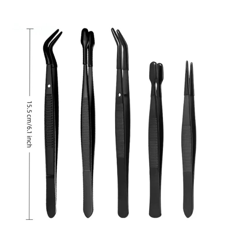 2/3/5Pcs Tweezers With Rubber Tips Stamp Clip False Eyelash Tweezers Rubber Pvc Flat Tip Bent Tip Tweezers Clamping Tool