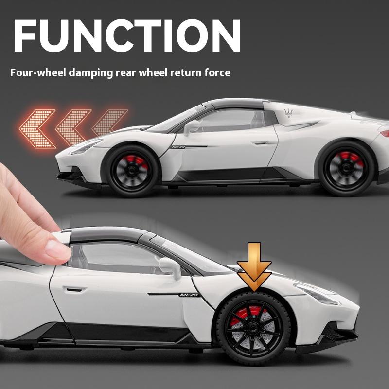 1/24 Alloy Die-cast Maserati MC20 Sports Car Model, Children's Toy Car with Sound and Light, Boys' Birthday Gift, Desktop Decoration