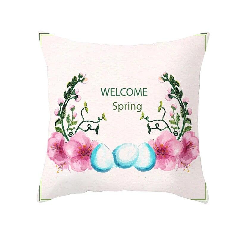 Easter Decorative Pillowcase Cartoon Rabbit Pillowcase Egg Print Cushion Cover Living Room Sofa Cushion Cover Home Decoration