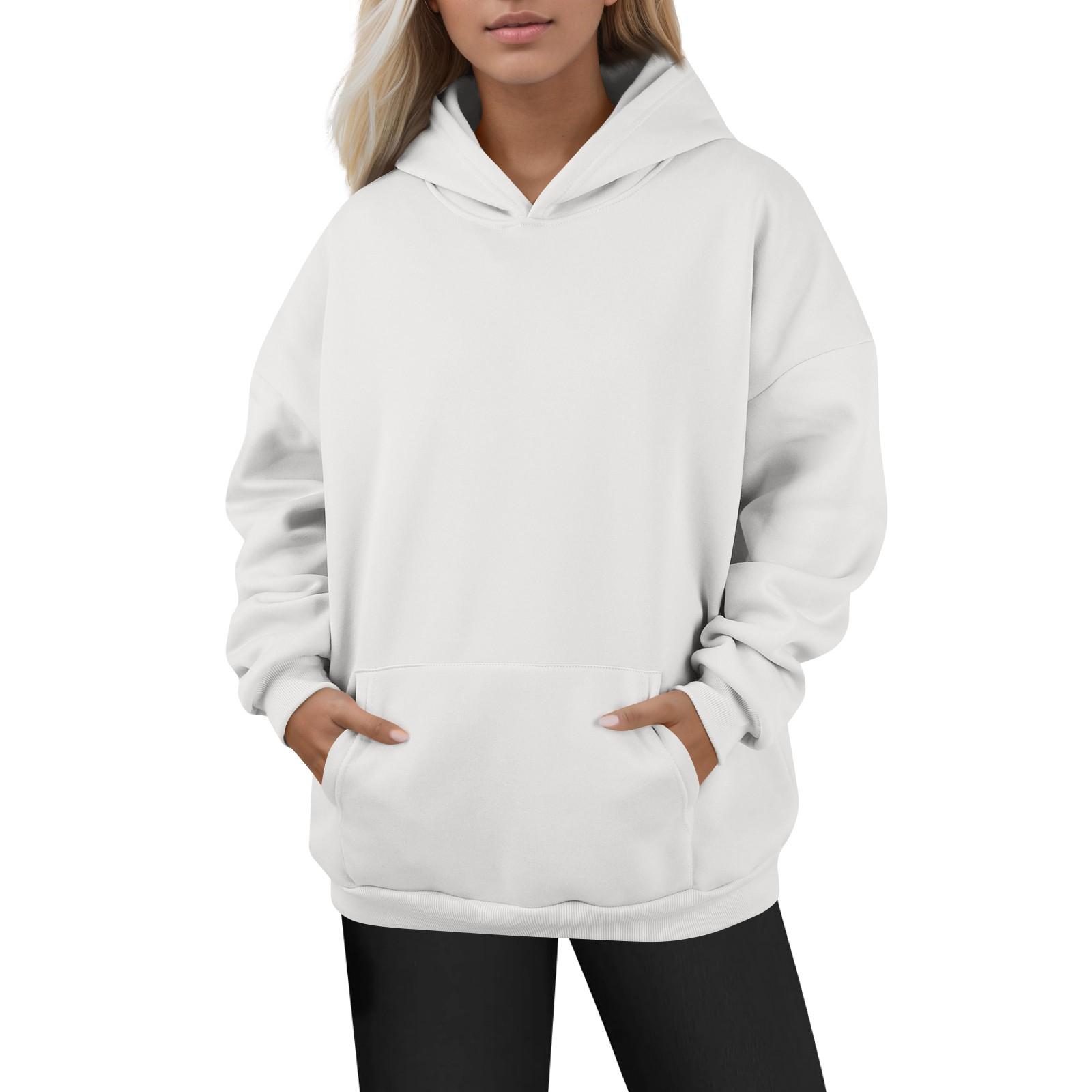 

Women s Fashion Daily Versatile Casual Crewneck Sweatshirts Long Sleeve Solid Color Top Sweatshirts XXXL білий