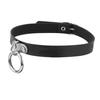 Unisex Circle Choker Gothic Faux Leather Collar Pendant Chain Neck Ring Necklace