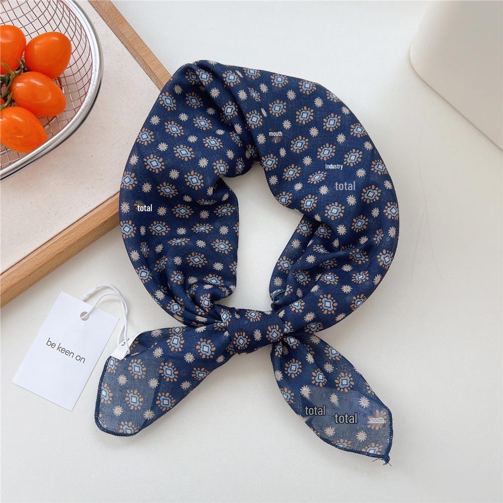 55 Floral Small Silk Scarf: Spring/Summer Korean Fashion Headscarf, Decorative Hairband, Paisley Neckerchief