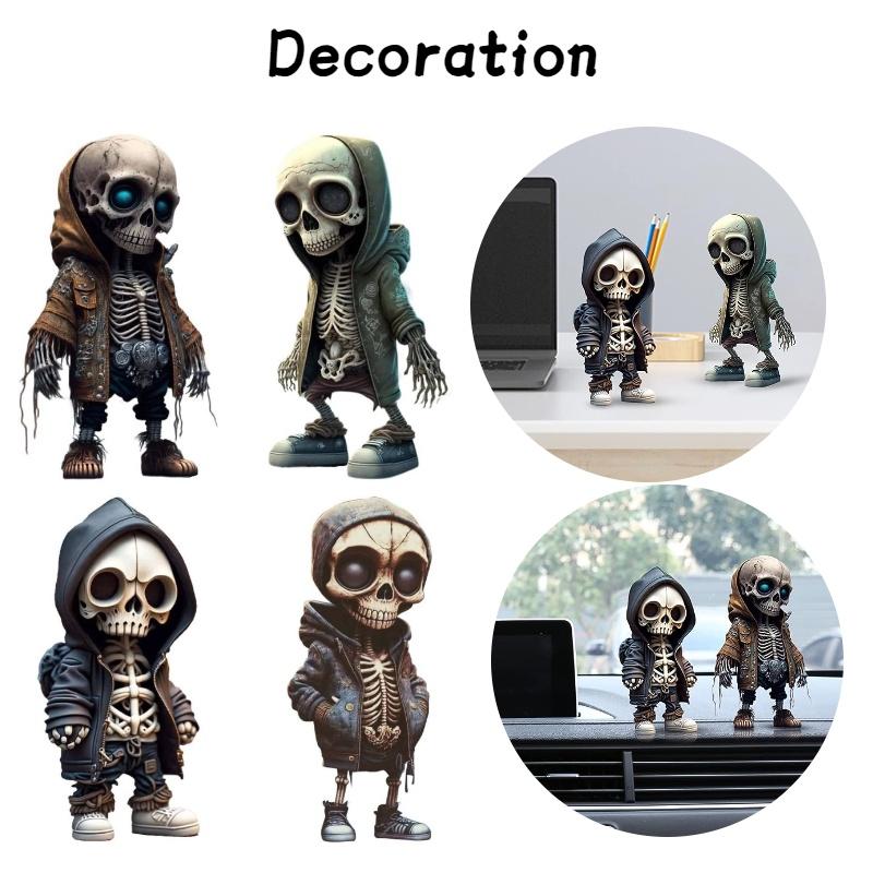 Unique Resin Craft Halloween Skull Sculpture Stylish Skeleton Design For Home Dcor Perfect Present For Various Occasions