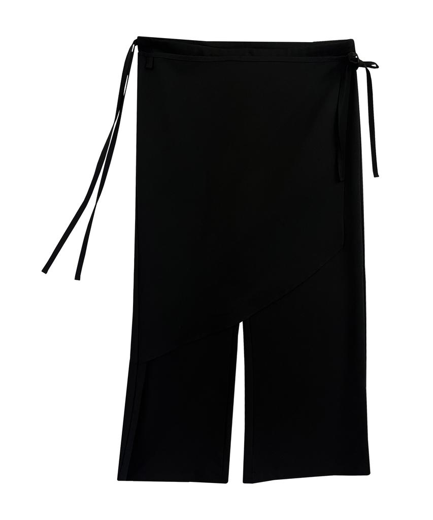 Opeuntaib Skirt Layered Wide Pants (Black)