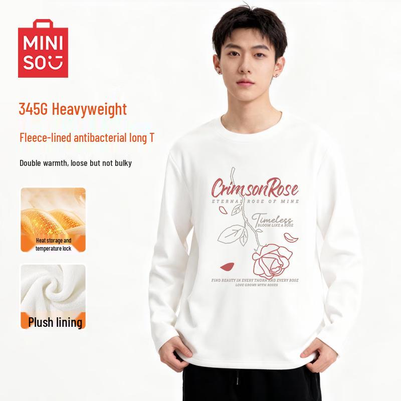 MINISO Men s Thermal Fleece Long-Sleeve T-Shirt 3XL