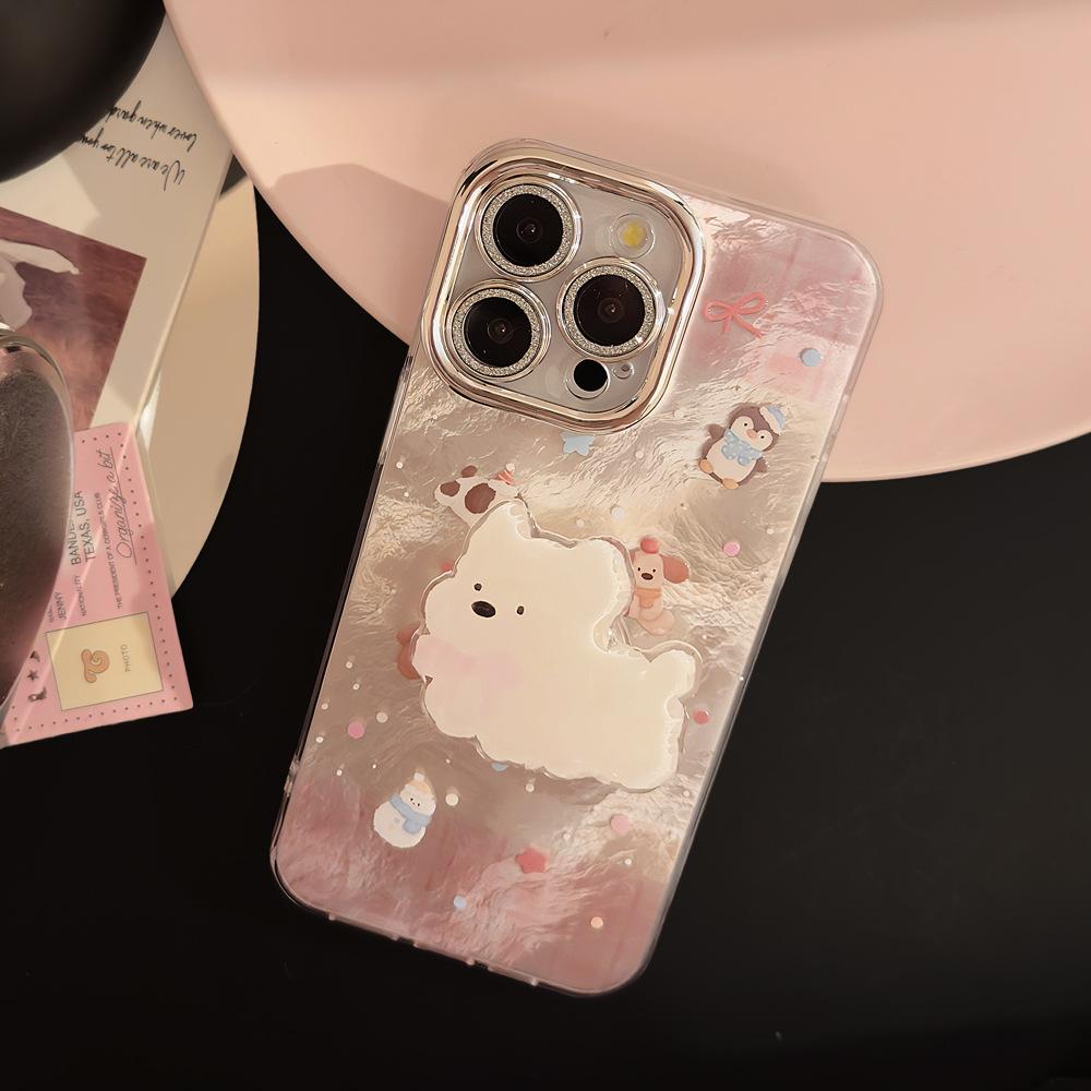 Pink West Highland Suitable for Apple 17 Mobile Phone Case Iphone16 Cartoon Bracelet 14pronax Glitter 13 Hard Case
