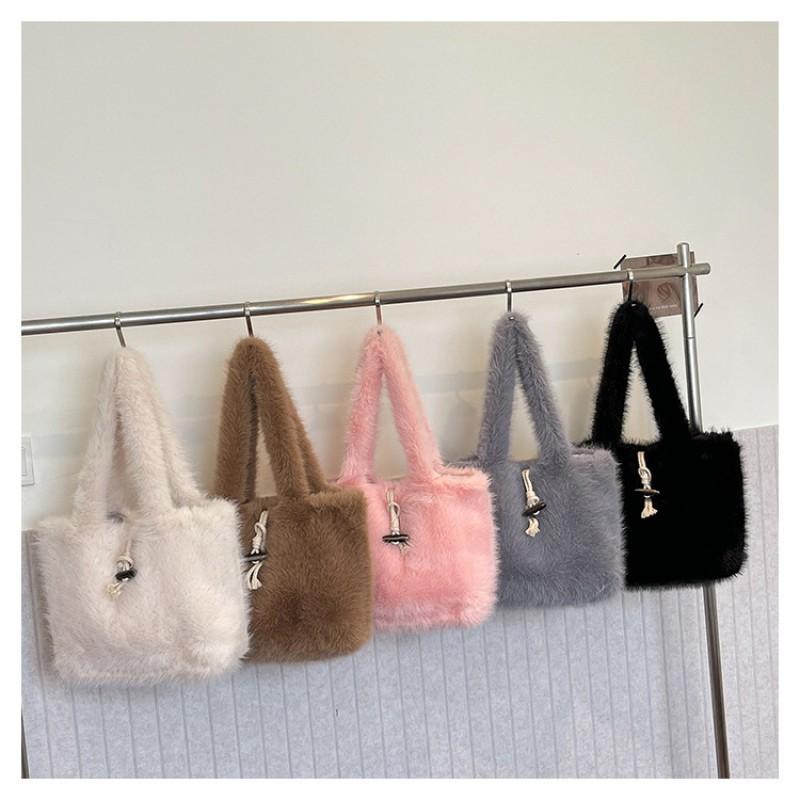 Women's New Plush Bag Large Capacity Fashionable All-matching Hand Carrying Fluffy Cute Girl Shoulder