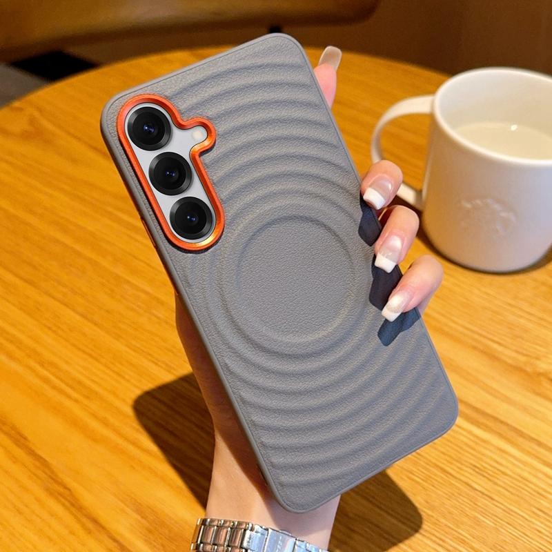For Samsung Galaxy S25 S25Plus S25 Ultra S25 Edge Solid Color Corrugated Magnetic Dropproof and Fingerprint Resistant Phone Case